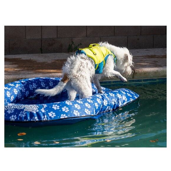 NEW Swimways Pool Spring Dog Float Paddle Paws Inflatable Packable Raft 65lb - Picture 3 of 7